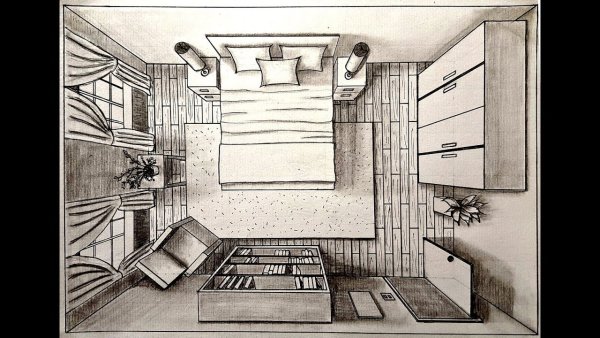 Перспектива вид сверху комната