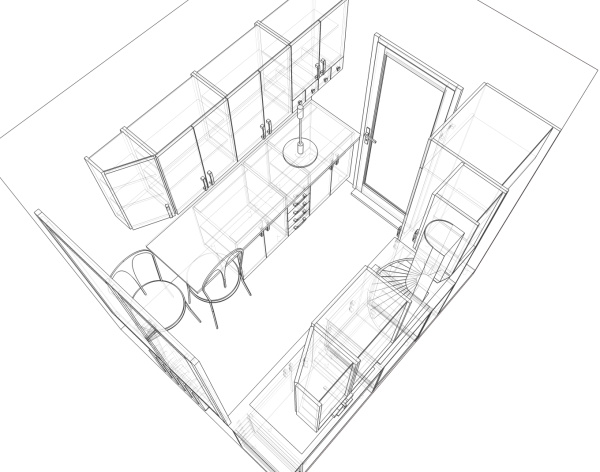 Перспектива интерьера вид сверху