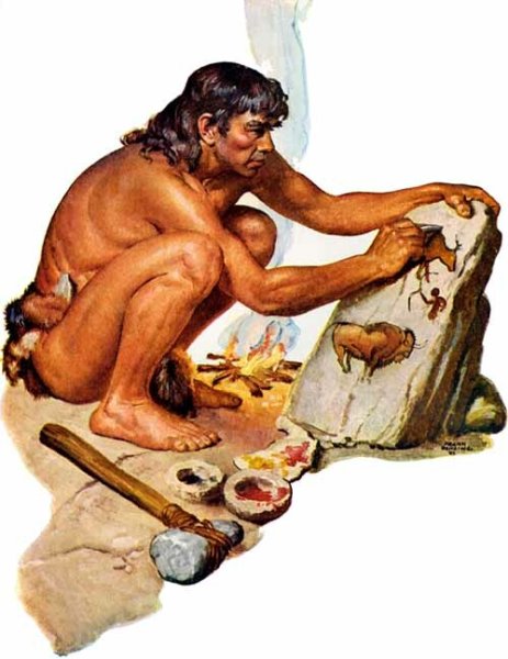 Первобытный человек рисует