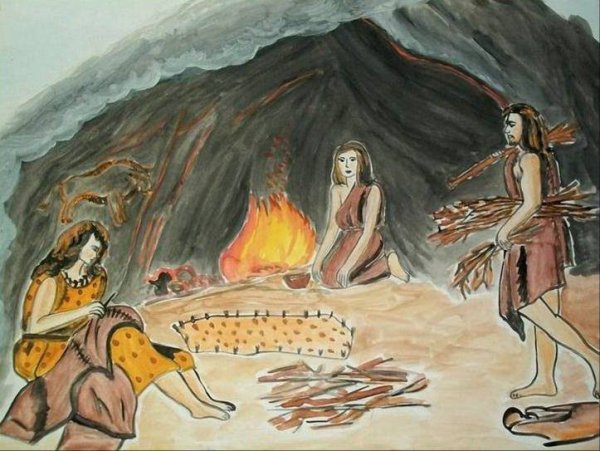 Костер в пещере древнего человека