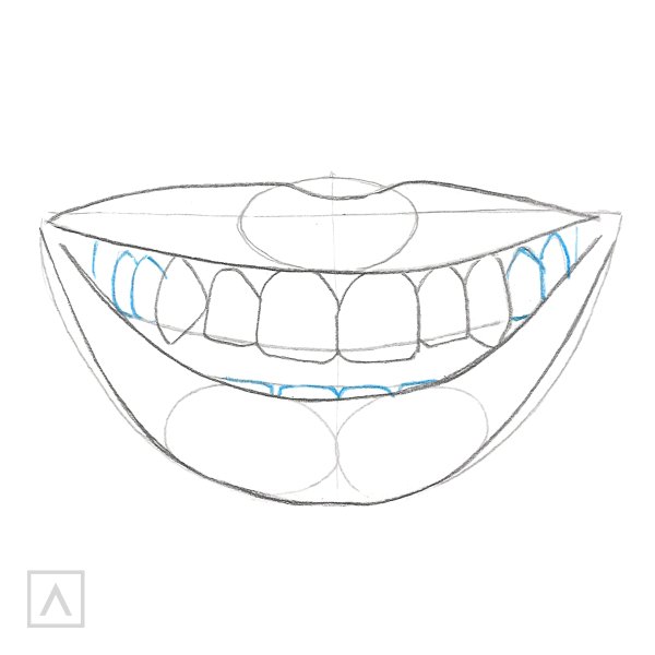 Нарисованная улыбка с зубами