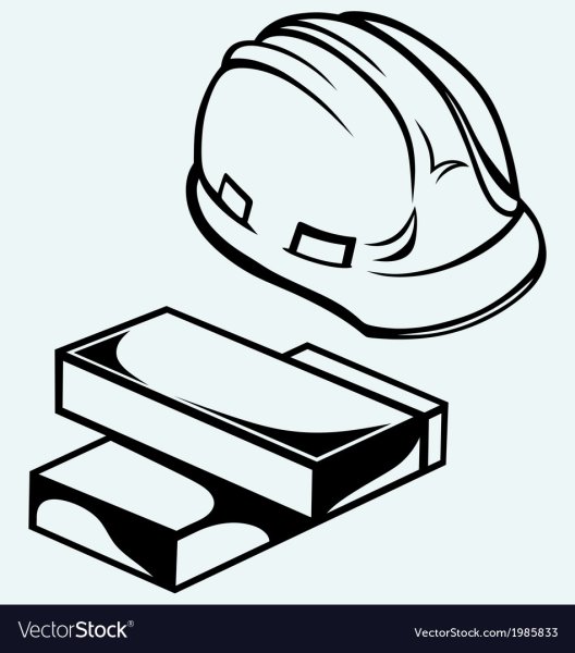 Строительная каска сбоку вектор
