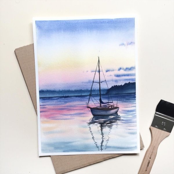 Полароидные пейзажи акварелью