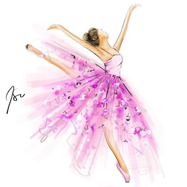 Балерина силуэт акварель