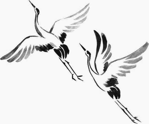 Журавли трафарет