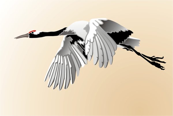 Журавль в полете трафарет