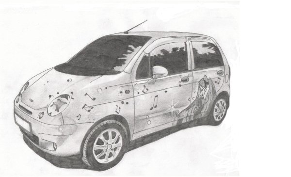 Матиз с переди нарисовать