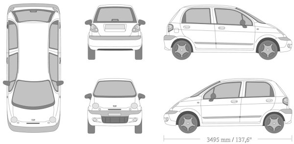 Габариты Шевроле Спарк 2007