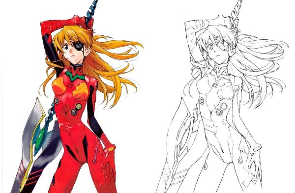 Аска Евангелион арт черно белый