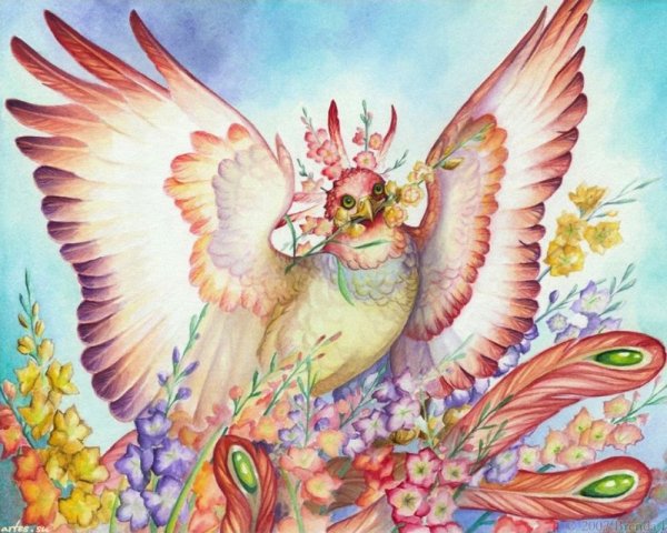 Батик птица счастья