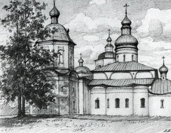 Кирилло-Белозерский монастырь черно белое