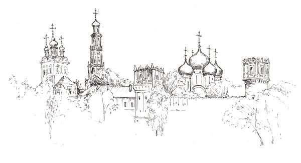 Новодевичий монастырь в Москве рисунок