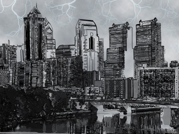 Современный город Графика