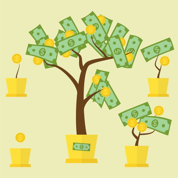 Дерево с деньгами нарисовать