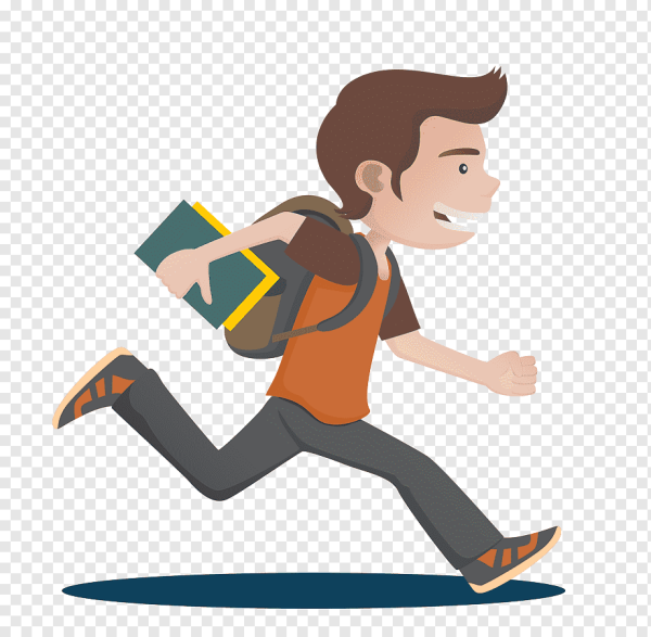 Мальчик бежит в школу