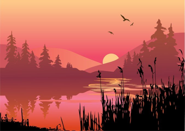 Пейзаж силуэт