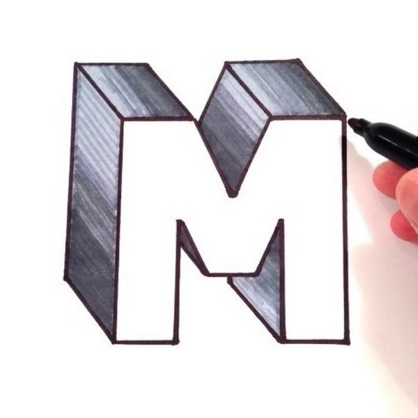 Объемная буква м