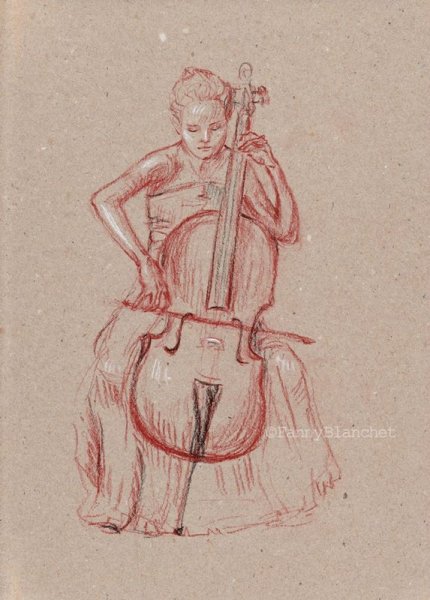 Виолончель рисунок карандашом