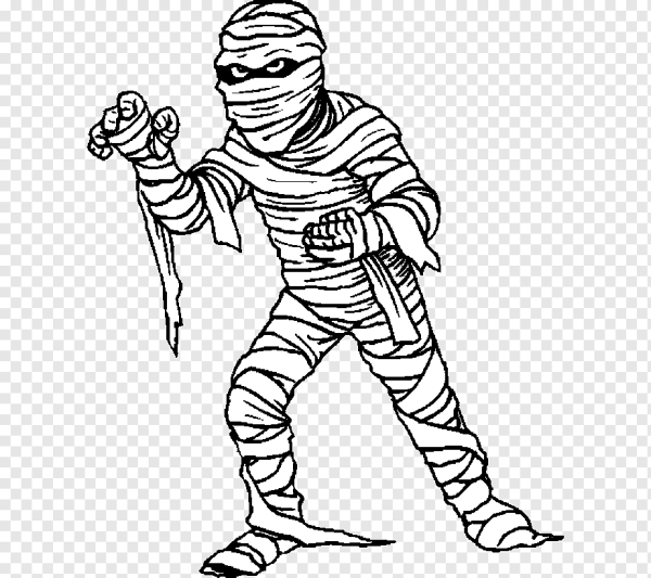 Раскраски на Хэллоуин Мумия