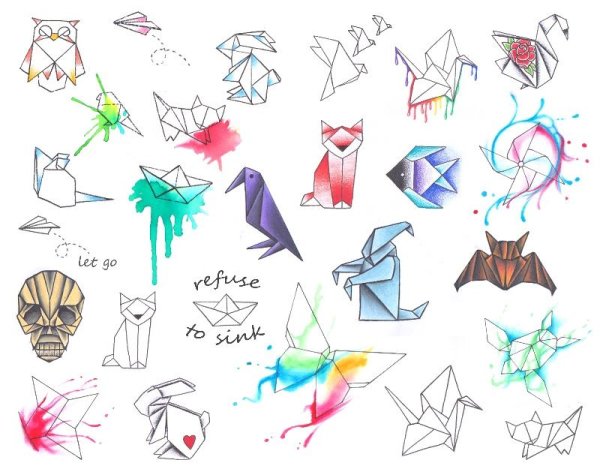 Тату в стиле оригами