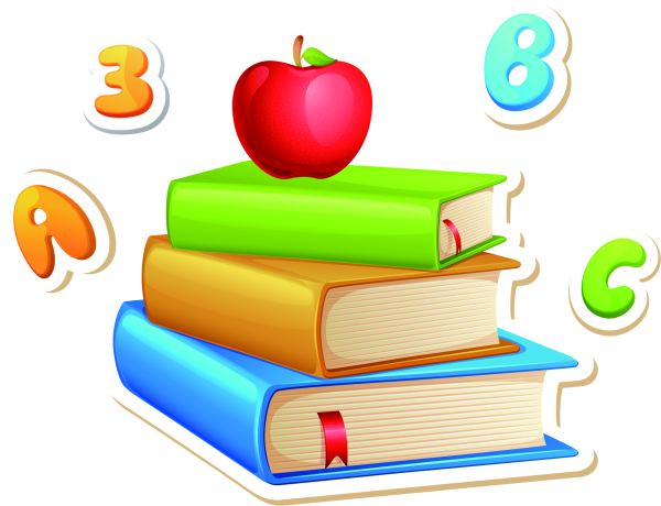 Книги школьные на прозрачном фоне