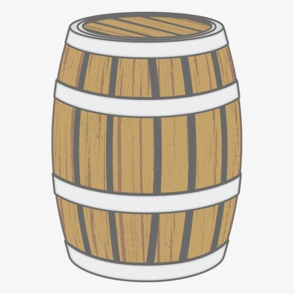 Бочка деревянная на прозрачном фоне