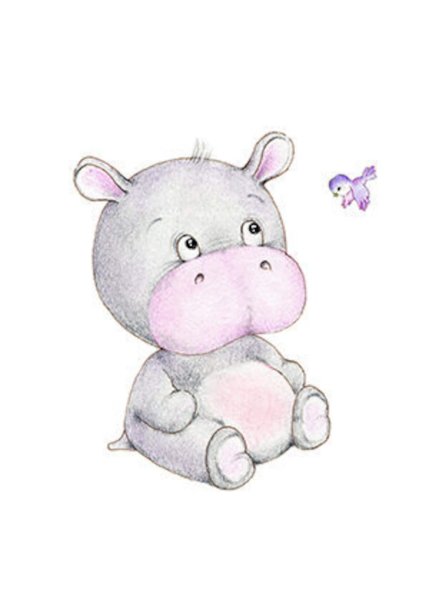 Бегемотик акварель