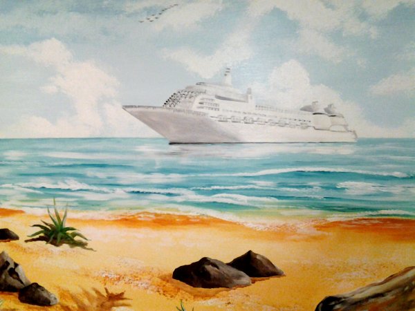 Морской пейзаж карандашом