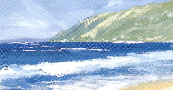 Пейзаж моря гуашью
