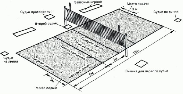 Волейбольная площадка схема