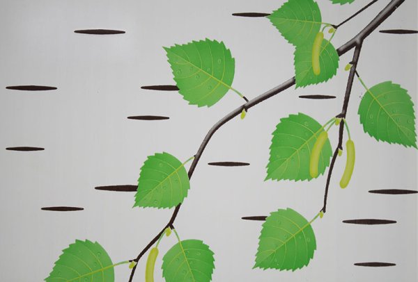 Березовая веточка с листьями