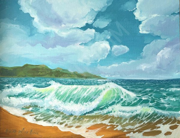 Рисование морской пейзаж