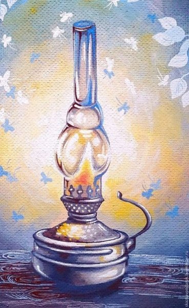 Раскраска керосиновая лампа для детей