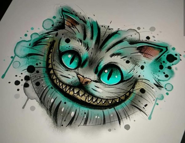 Чеширский кот тату эскизы
