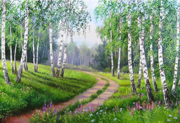 Алмазная вышивка Березовая роща