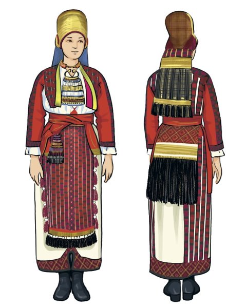 Мордовский национальный костюм раскраска