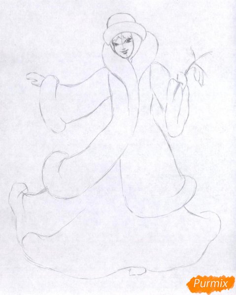 Нарисовать снегурочку карандашом
