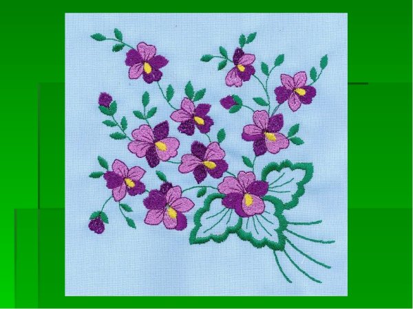 Вышивание гладью Анютины глазки