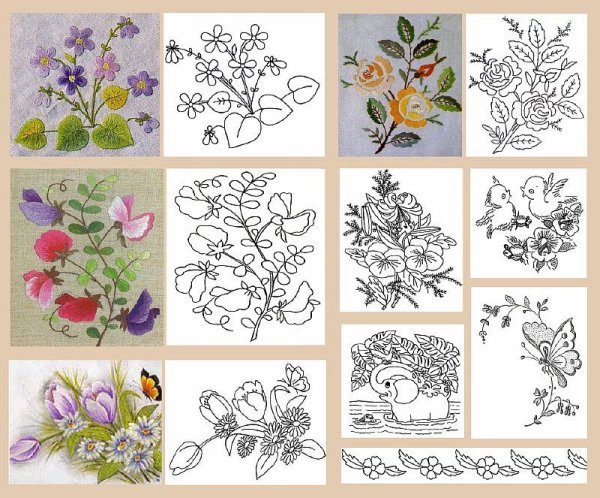 Цветы для вышивания гладью