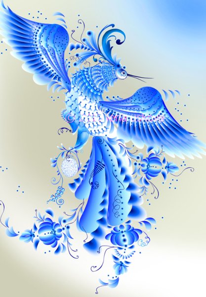 Гжель роспись птица