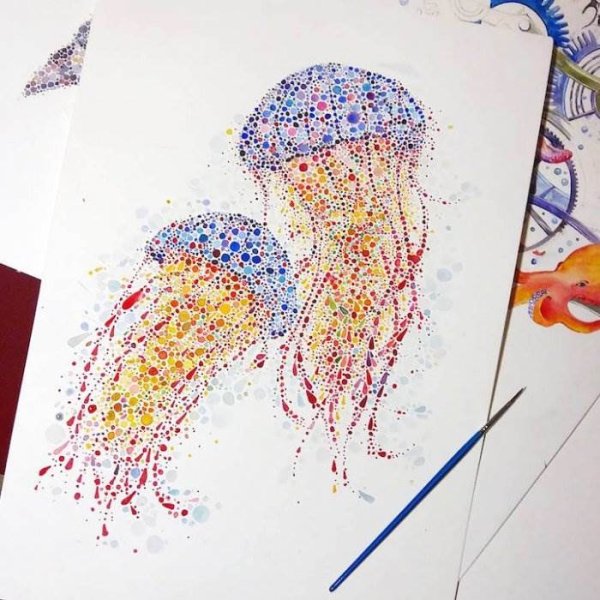 Точечные рисунки контуром