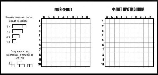 Поле для игры в морской бой