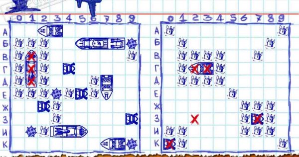 Морской бой игра в тетради