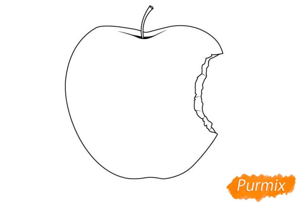 Нарисовать откусанное яблоко