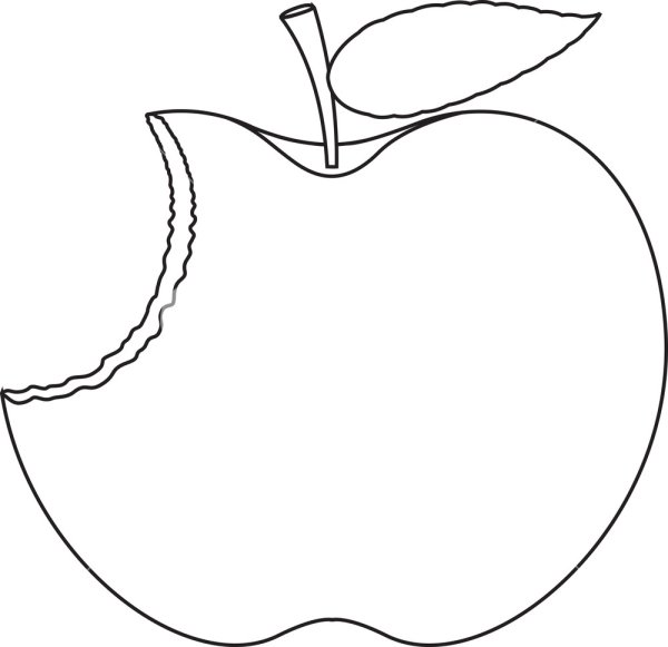 Раскраска яблоко откусанное яблоко
