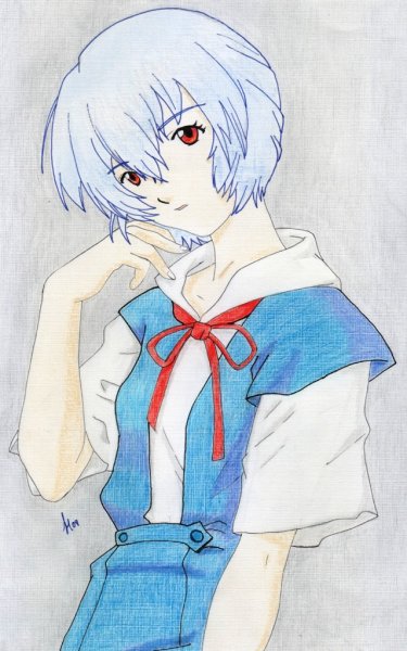 Рей Евангелион в школьной форме