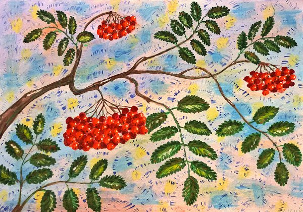 Панно с рябиной