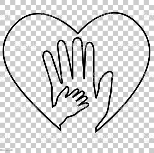 Ладонь ребенка во взрослого нарисованная