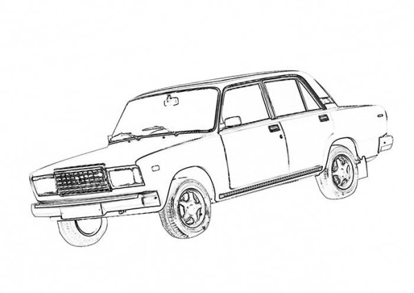 ВАЗ 2107 рисунок карандашом сбоку