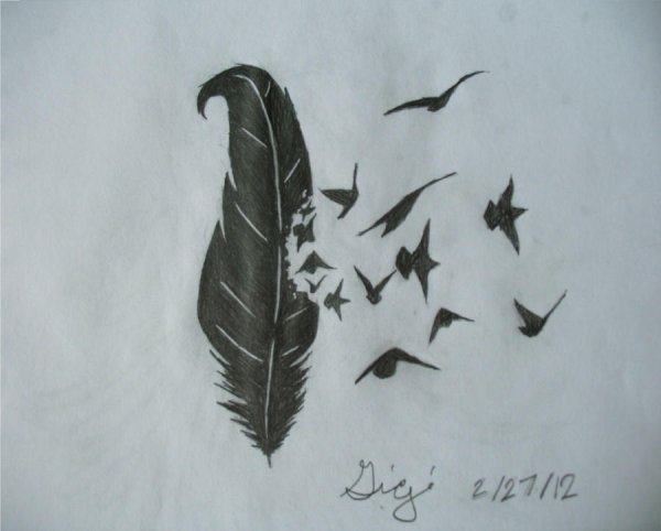 Перо ворона тату